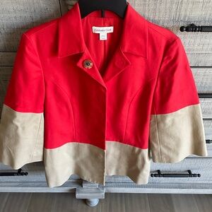 Coldwater Creek Red and Beige Colorblock Blazer